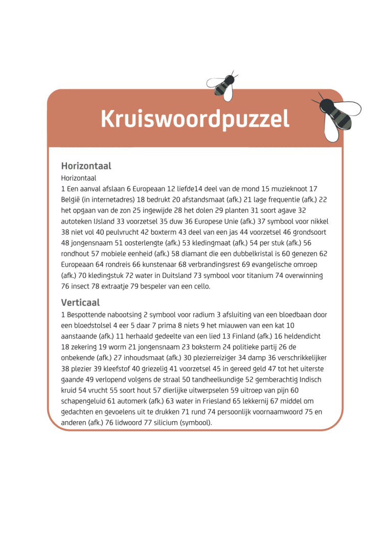 Kruiswoordpuzzel diertje 2