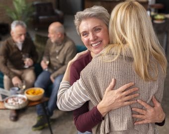 Senior friends having wonderful time together