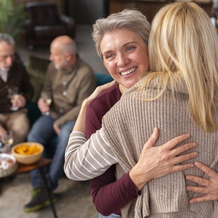 Senior friends having wonderful time together